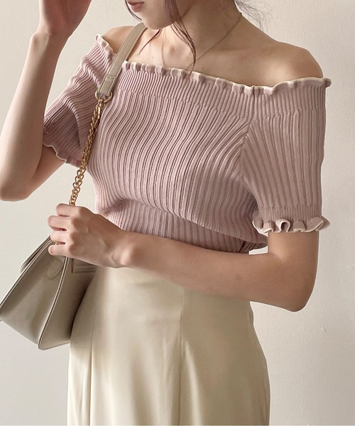 one way（ワンウェイ）の「フリルオフショルリブニット（Tシャツ/カットソー・レディース・アイボリー/ブラック/ブラウン/ピンク・FREE）」の15枚目の写真