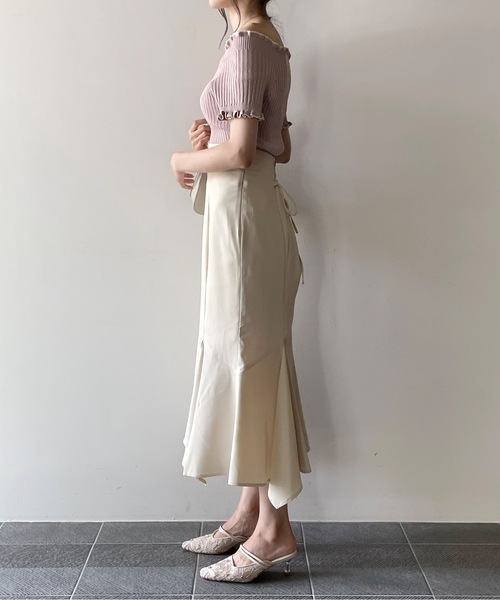 one way（ワンウェイ）の「フリルオフショルリブニット（Tシャツ/カットソー・レディース・アイボリー/ブラック/ブラウン/ピンク・FREE）」の9枚目の写真