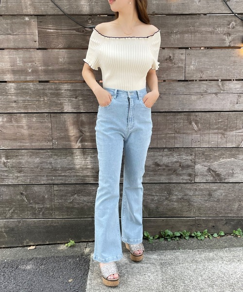 one way（ワンウェイ）の「フリルオフショルリブニット（Tシャツ/カットソー・レディース・アイボリー/ブラック/ブラウン/ピンク・FREE）」の18枚目の写真