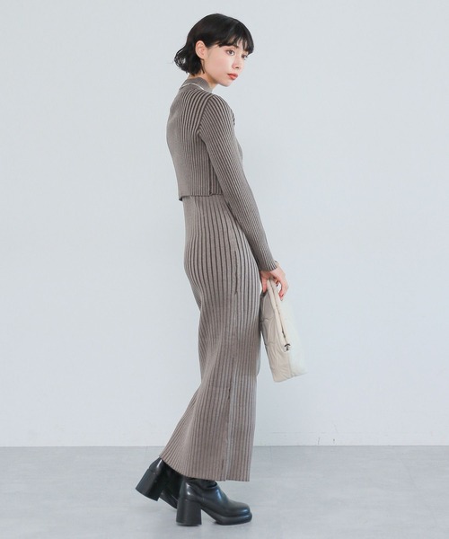 PAGEBOY（ページボーイ）の「ハイショクリブ2Pワンピース（ワンピース・レディース・ターコイズブルー/オフホワイト/モカ・FREE）」の6枚目の写真