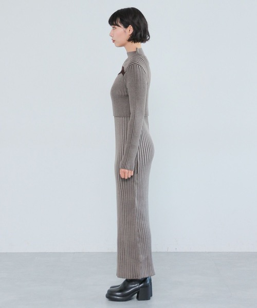 PAGEBOY（ページボーイ）の「ハイショクリブ2Pワンピース（ワンピース・レディース・ターコイズブルー/オフホワイト/モカ・FREE）」の13枚目の写真