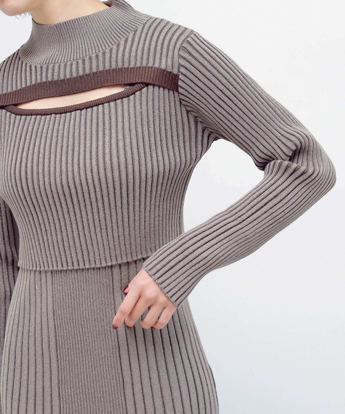 PAGEBOY（ページボーイ）の「ハイショクリブ2Pワンピース（ワンピース・レディース・ターコイズブルー/オフホワイト/モカ・FREE）」の17枚目の写真