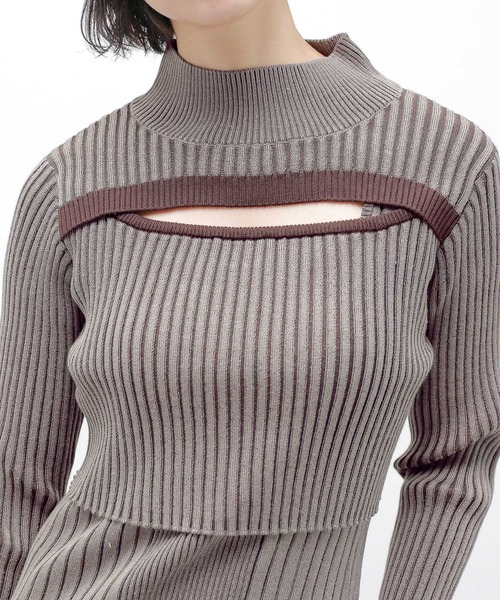 PAGEBOY（ページボーイ）の「ハイショクリブ2Pワンピース（ワンピース・レディース・ターコイズブルー/オフホワイト/モカ・FREE）」の19枚目の写真