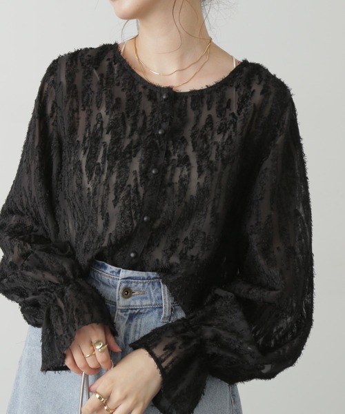 FREE'S MART（フリーズマート）の「◆前後2WAYシアージャガードブラウス（シャツ/ブラウス・レディース・ブラック/ピンク/ホワイト・FREE）」の2枚目の写真