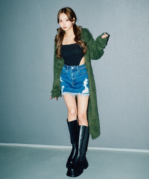 BLONDEY（ブロンディ）の「【PyunA. × BLONDEY】ダメージデニムミニスカート（スカート・レディース・ブルー/ブラウン・SMALL/X-SMALL/MEDIUM）」の12枚目の写真