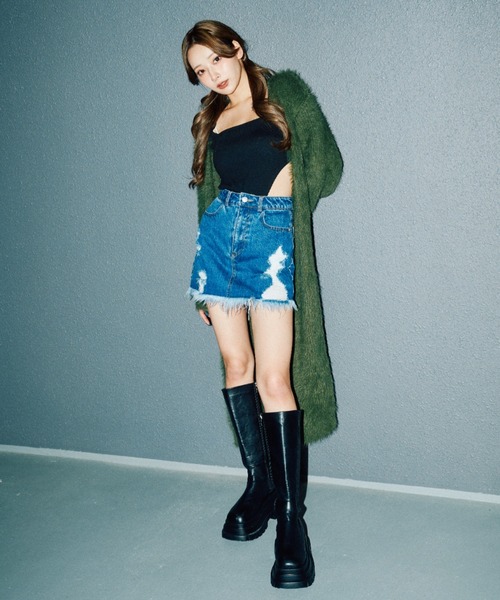 BLONDEY（ブロンディ）の「【PyunA. × BLONDEY】ダメージデニムミニスカート（スカート・レディース・ブルー/ブラウン・SMALL/X-SMALL/MEDIUM）」の19枚目の写真