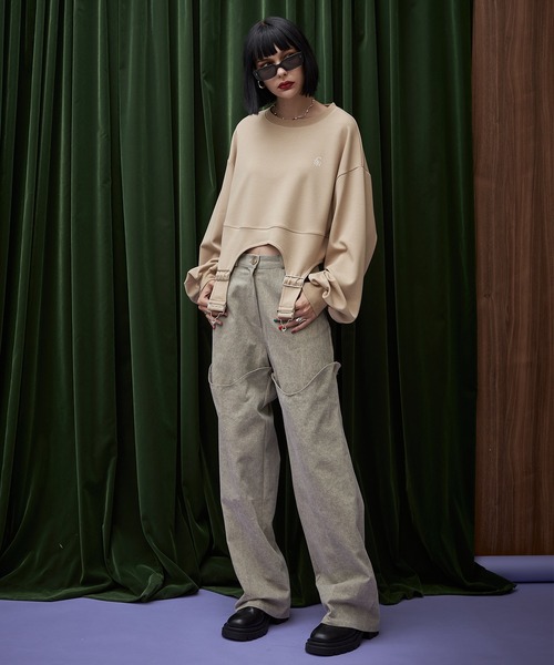 casane（カサネ）の「カッティング2wayパンツ（その他パンツ・レディース・チャコールグレー/ベージュ・2）」の3枚目の写真