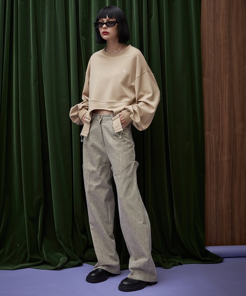 casane（カサネ）の「カッティング2wayパンツ（その他パンツ・レディース・チャコールグレー/ベージュ・2）」の4枚目の写真
