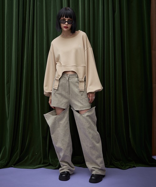 casane（カサネ）の「カッティング2wayパンツ（その他パンツ・レディース・チャコールグレー/ベージュ・2）」の5枚目の写真