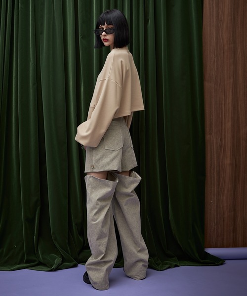 casane（カサネ）の「カッティング2wayパンツ（その他パンツ・レディース・チャコールグレー/ベージュ・2）」の6枚目の写真