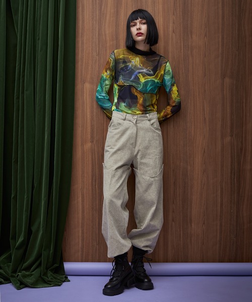 casane（カサネ）の「カッティング2wayパンツ（その他パンツ・レディース・チャコールグレー/ベージュ・2）」の7枚目の写真