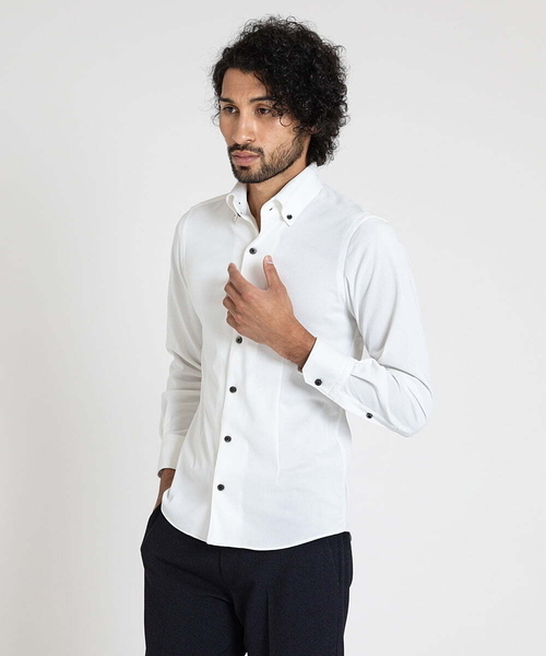 MICHEL KLEIN HOMME (ミッシェルクランオム)の「【2023年モデル】《日本製》イージーケアドレスシャツ(シャツ/ブラウス・メンズ・ホワイト/ネイビー・X-LARGE/LARGE/MEDIUM)」の14枚目の写真