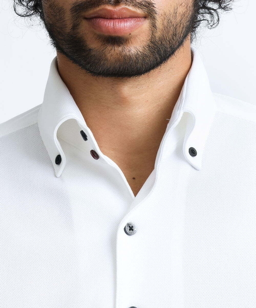 MICHEL KLEIN HOMME (ミッシェルクランオム)の「【2023年モデル】《日本製》イージーケアドレスシャツ(シャツ/ブラウス・メンズ・ホワイト/ネイビー・X-LARGE/LARGE/MEDIUM)」の5枚目の写真