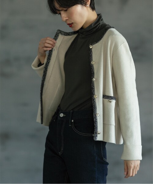 OPAQUE.CLIP（オペークドットクリップ）の「◆配色ブレード金ボタンニットカーディガン【洗濯機洗い可】（カーディガン/ボレロ・レディース・ブラック/ピンク系/アイボリー・40/36/38）」の8枚目の写真