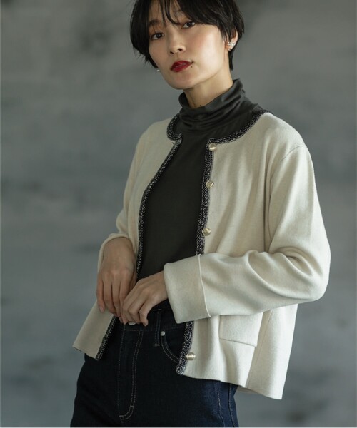 OPAQUE.CLIP（オペークドットクリップ）の「◆配色ブレード金ボタンニットカーディガン【洗濯機洗い可】（カーディガン/ボレロ・レディース・ブラック/ピンク系/アイボリー・40/36/38）」の9枚目の写真