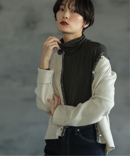 OPAQUE.CLIP（オペークドットクリップ）の「◆配色ブレード金ボタンニットカーディガン【洗濯機洗い可】（カーディガン/ボレロ・レディース・ブラック/ピンク系/アイボリー・40/36/38）」の12枚目の写真