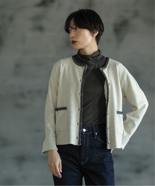 OPAQUE.CLIP（オペークドットクリップ）の「◆配色ブレード金ボタンニットカーディガン【洗濯機洗い可】（カーディガン/ボレロ・レディース・ブラック/ピンク系/アイボリー・40/36/38）」の14枚目の写真