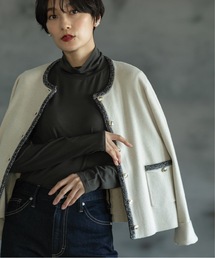 ◆配色ブレード金ボタンニットカーディガン【洗濯機洗い可】