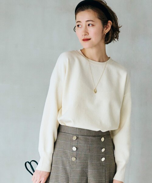 grove（グローブ）の「◆秋から冬まで活躍！ブレンドもちもちニット（ニット/セーター・レディース・ダークブラウン/アイボリー/ピンク系/グリーン/ライトベージュ/グレー・02/03/01/05/04）」の2枚目の写真