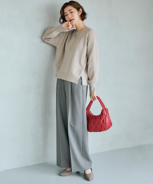 grove（グローブ）の「◆秋から冬まで活躍！ブレンドもちもちニット（ニット/セーター・レディース・ダークブラウン/アイボリー/ピンク系/グリーン/ライトベージュ/グレー・02/03/01/05/04）」の12枚目の写真