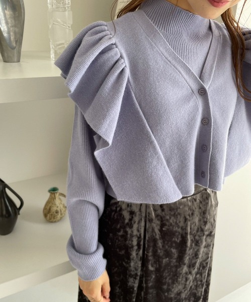 LOWRYS FARM（ローリーズファーム）の「マルチＷＡＹフリル２ＰＬＳ　970326（ニット/セーター・レディース・パープル/ブラウン/ブラック/ベージュ/ブルー・FREE）」の5枚目の写真