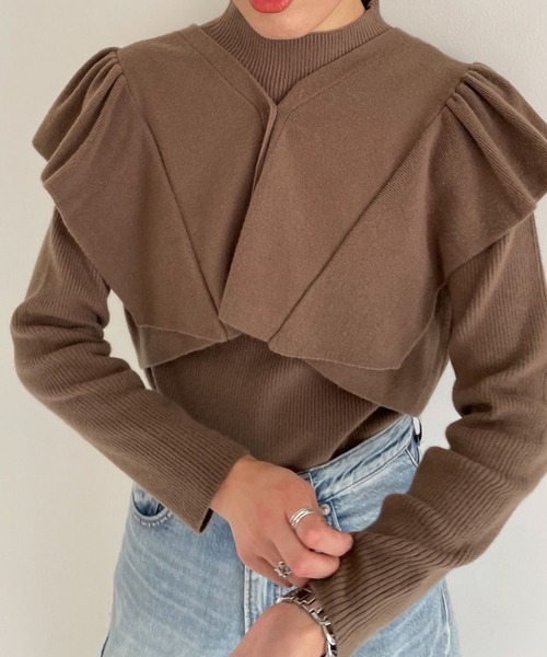 LOWRYS FARM（ローリーズファーム）の「マルチＷＡＹフリル２ＰＬＳ　970326（ニット/セーター・レディース・パープル/ブラウン/ブラック/ベージュ/ブルー・FREE）」の11枚目の写真