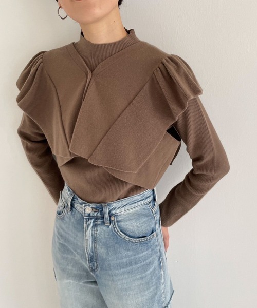 LOWRYS FARM（ローリーズファーム）の「マルチＷＡＹフリル２ＰＬＳ　970326（ニット/セーター・レディース・パープル/ブラウン/ブラック/ベージュ/ブルー・FREE）」の13枚目の写真