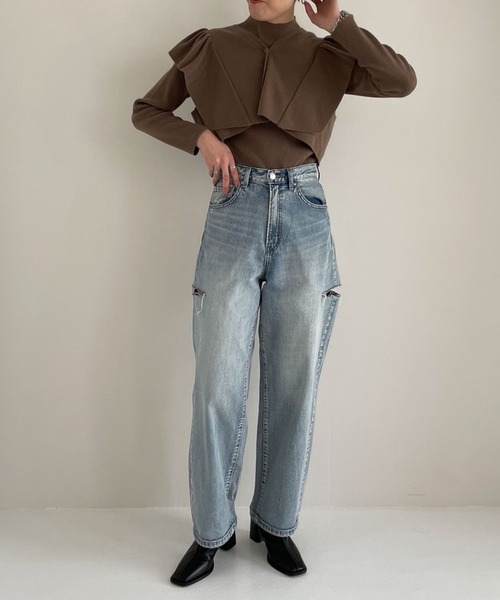 LOWRYS FARM（ローリーズファーム）の「マルチＷＡＹフリル２ＰＬＳ　970326（ニット/セーター・レディース・パープル/ブラウン/ブラック/ベージュ/ブルー・FREE）」の15枚目の写真