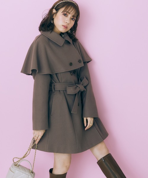 marun（マルン）の「＜大きいサイズ＞ 2wayケープショートコート