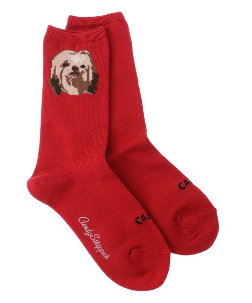 Candy Stripper（キャンディストリッパー）の「FUNNY PUPPY ソックス（ソックス/靴下・レディース・アイボリー/ブラック/レッド・FREE）」の3枚目の写真