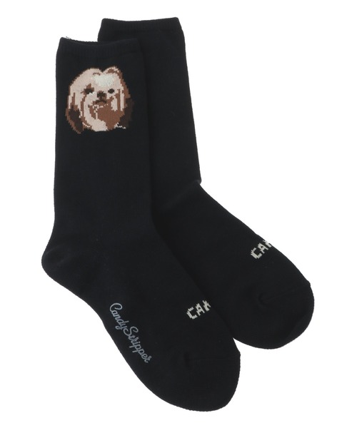 Candy Stripper（キャンディストリッパー）の「FUNNY PUPPY ソックス（ソックス/靴下・レディース・アイボリー/ブラック/レッド・FREE）」の2枚目の写真