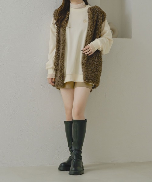 Ambre Neige(アンブルネージュ)の「ロゴ刺繍スウェット/WEB/EC限定商品(スウェット・レディース・アイボリー/ライトグレー・FREE)」の6枚目の写真