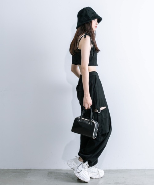 OLIVE des OLIVE（オリーブデオリーブ）の「肩リボンビスチェ　1032040120（キャミソール・レディース・チャコールグレー/ブラック・FREE）」の7枚目の写真