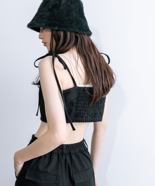 OLIVE des OLIVE（オリーブデオリーブ）の「肩リボンビスチェ　1032040120（キャミソール・レディース・チャコールグレー/ブラック・FREE）」の11枚目の写真