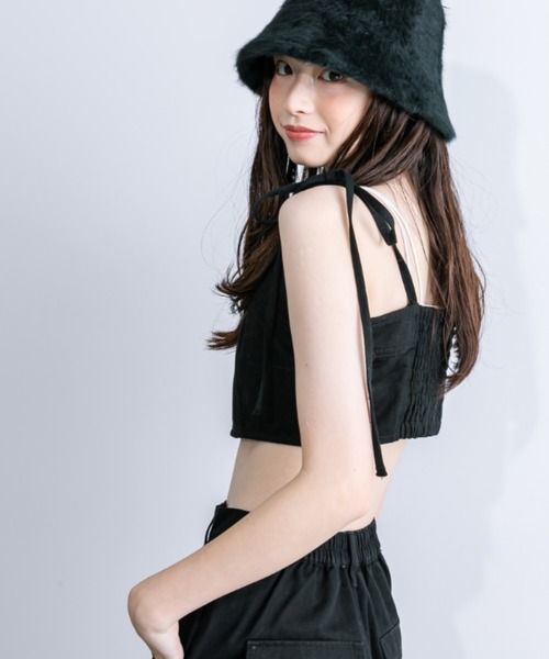 OLIVE des OLIVE（オリーブデオリーブ）の「肩リボンビスチェ　1032040120（キャミソール・レディース・チャコールグレー/ブラック・FREE）」の10枚目の写真