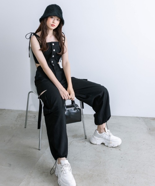 OLIVE des OLIVE（オリーブデオリーブ）の「肩リボンビスチェ　1032040120（キャミソール・レディース・チャコールグレー/ブラック・FREE）」の12枚目の写真