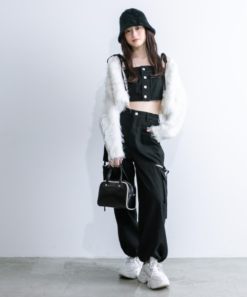 OLIVE des OLIVE（オリーブデオリーブ）の「肩リボンビスチェ　1032040120（キャミソール・レディース・チャコールグレー/ブラック・FREE）」の14枚目の写真