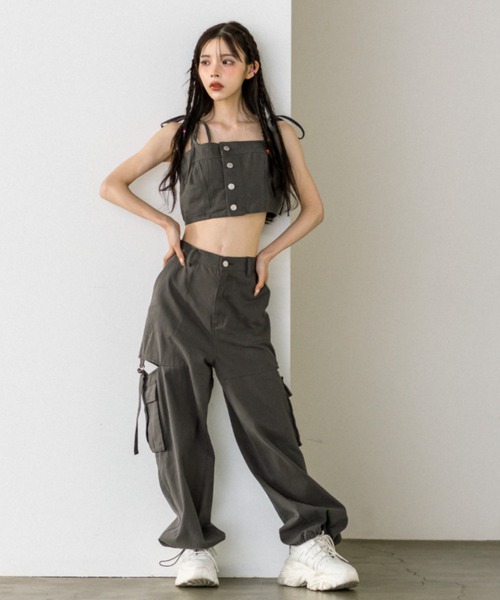 OLIVE des OLIVE（オリーブデオリーブ）の「肩リボンビスチェ　1032040120（キャミソール・レディース・チャコールグレー/ブラック・FREE）」の17枚目の写真