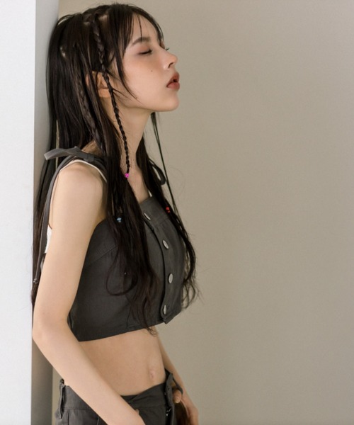 OLIVE des OLIVE（オリーブデオリーブ）の「肩リボンビスチェ　1032040120（キャミソール・レディース・チャコールグレー/ブラック・FREE）」の18枚目の写真