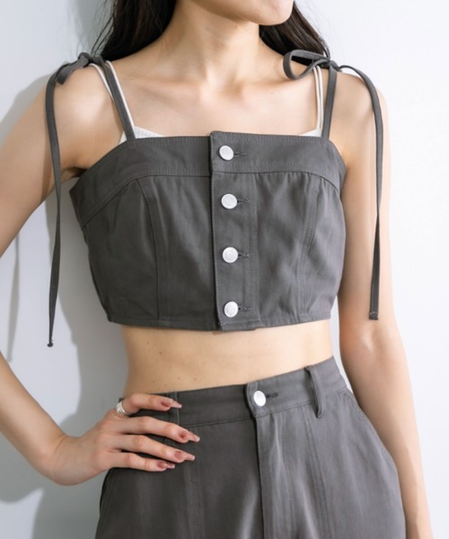 OLIVE des OLIVE（オリーブデオリーブ）の「肩リボンビスチェ　1032040120（キャミソール・レディース・チャコールグレー/ブラック・FREE）」の19枚目の写真