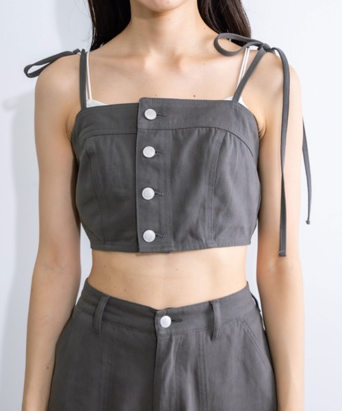 OLIVE des OLIVE（オリーブデオリーブ）の「肩リボンビスチェ　1032040120（キャミソール・レディース・チャコールグレー/ブラック・FREE）」の20枚目の写真