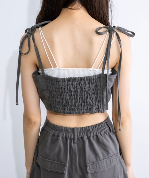 OLIVE des OLIVE（オリーブデオリーブ）の「肩リボンビスチェ　1032040120（キャミソール・レディース・チャコールグレー/ブラック・FREE）」の22枚目の写真