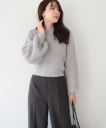 シャギーヤーンクルーネックニット