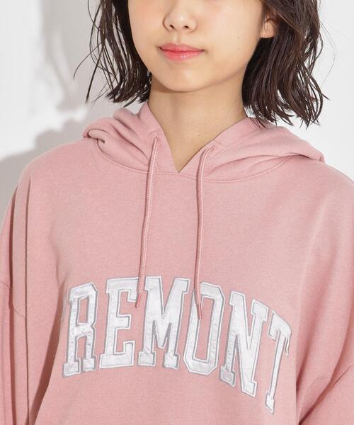 PINK-latte（ピンクラテ）の「◆サテンアップリケロゴフーディ（パーカー・キッズ・チャコールグレー/アイボリー/ピンク系/ブルー・14/16/15 ）」の8枚目の写真