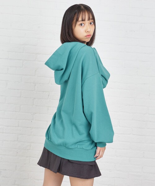 PINK-latte（ピンクラテ）の「◆サテンアップリケロゴフーディ（パーカー・キッズ・チャコールグレー/アイボリー/ピンク系/ブルー・14/16/15 ）」の20枚目の写真