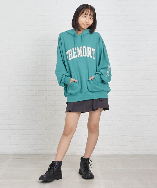 PINK-latte（ピンクラテ）の「◆サテンアップリケロゴフーディ（パーカー・キッズ・チャコールグレー/アイボリー/ピンク系/ブルー・14/16/15 ）」の21枚目の写真