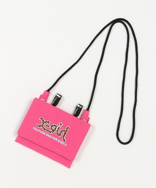 X-girl Stages（エックスガールステージス）の「アニマルロゴ移動ポケット（その他小物・キッズ・ブラック/ピンク・FREE）」の2枚目の写真