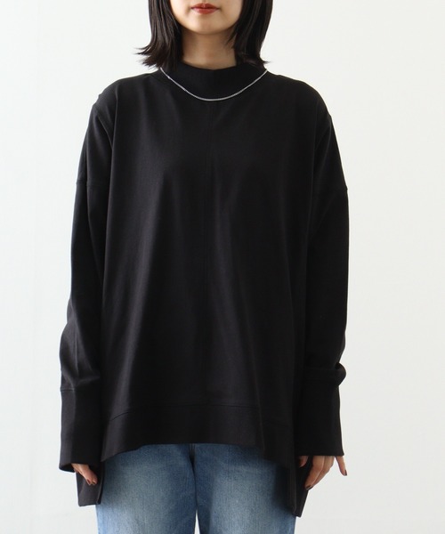 atONE(アットワン)の「atONE ハイネックビッグヘムランダムカットソー(Tシャツ/カットソー・レディース・グレイッシュベージュ/ブラック/ライトブラウン・4L~5L/LL~3L/M~L)」の20枚目の写真