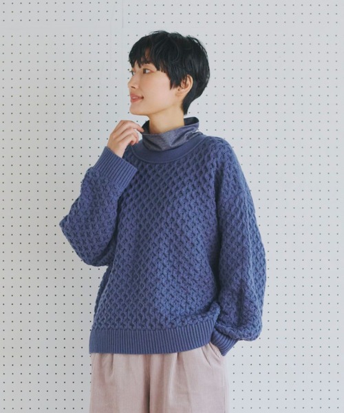 studio CLIP（スタディオクリップ）の「【マシンウォッシャブル】7ゲージ お手入れらくらく２WAYハニカムカーディガン（カーディガン/ボレロ・レディース・オレンジ/チャコール/ホワイト/ブルー・FREE）」の3枚目の写真