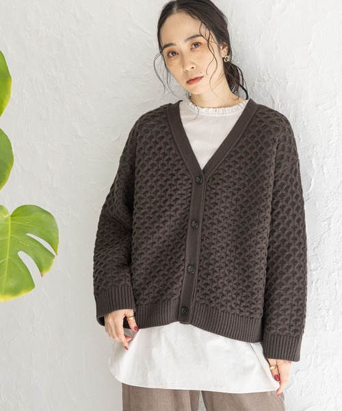 studio CLIP（スタディオクリップ）の「【マシンウォッシャブル】7ゲージ お手入れらくらく２WAYハニカムカーディガン（カーディガン/ボレロ・レディース・オレンジ/チャコール/ホワイト/ブルー・FREE）」の17枚目の写真